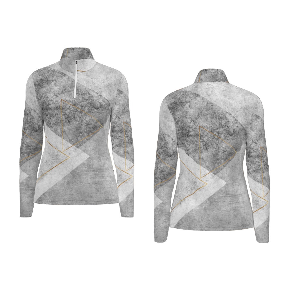 All-Over Print Women's Sports Collar Jersey With Long Sleeve