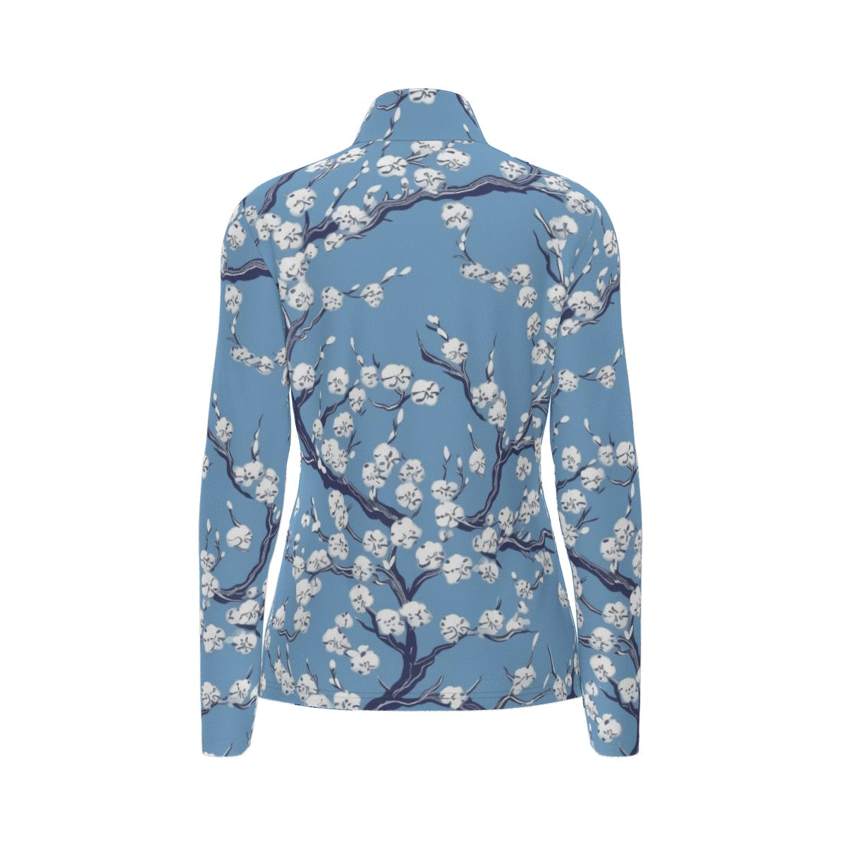 All-Over Print Women's Sports Collar Jersey With Long Sleeve