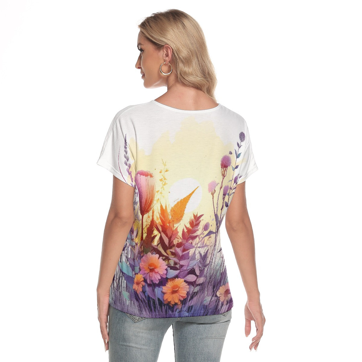 All-Over Print Women's Loose V-neck Short Sleeve T-shirt