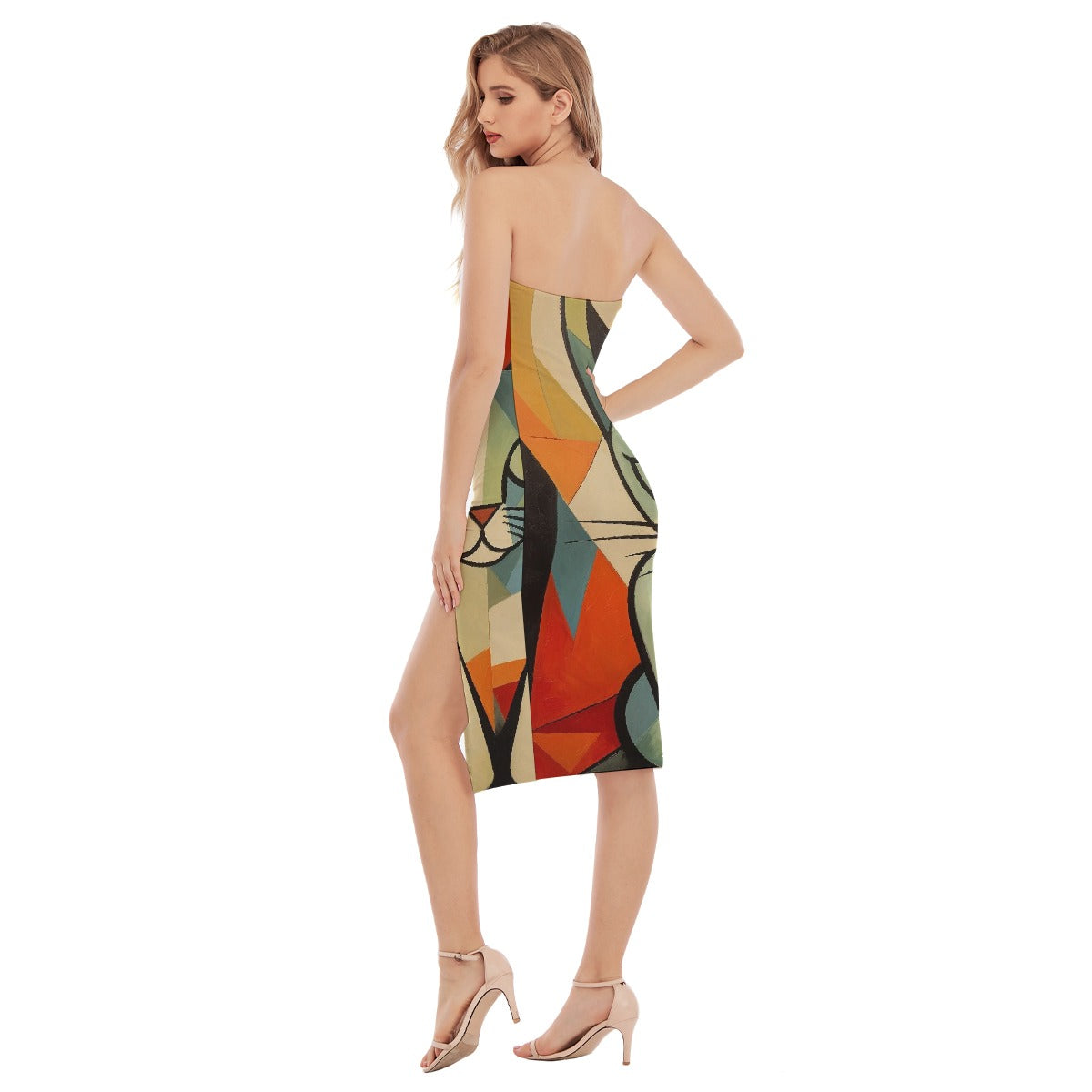 All-Over Print Women's Side Split Tube Top Dress