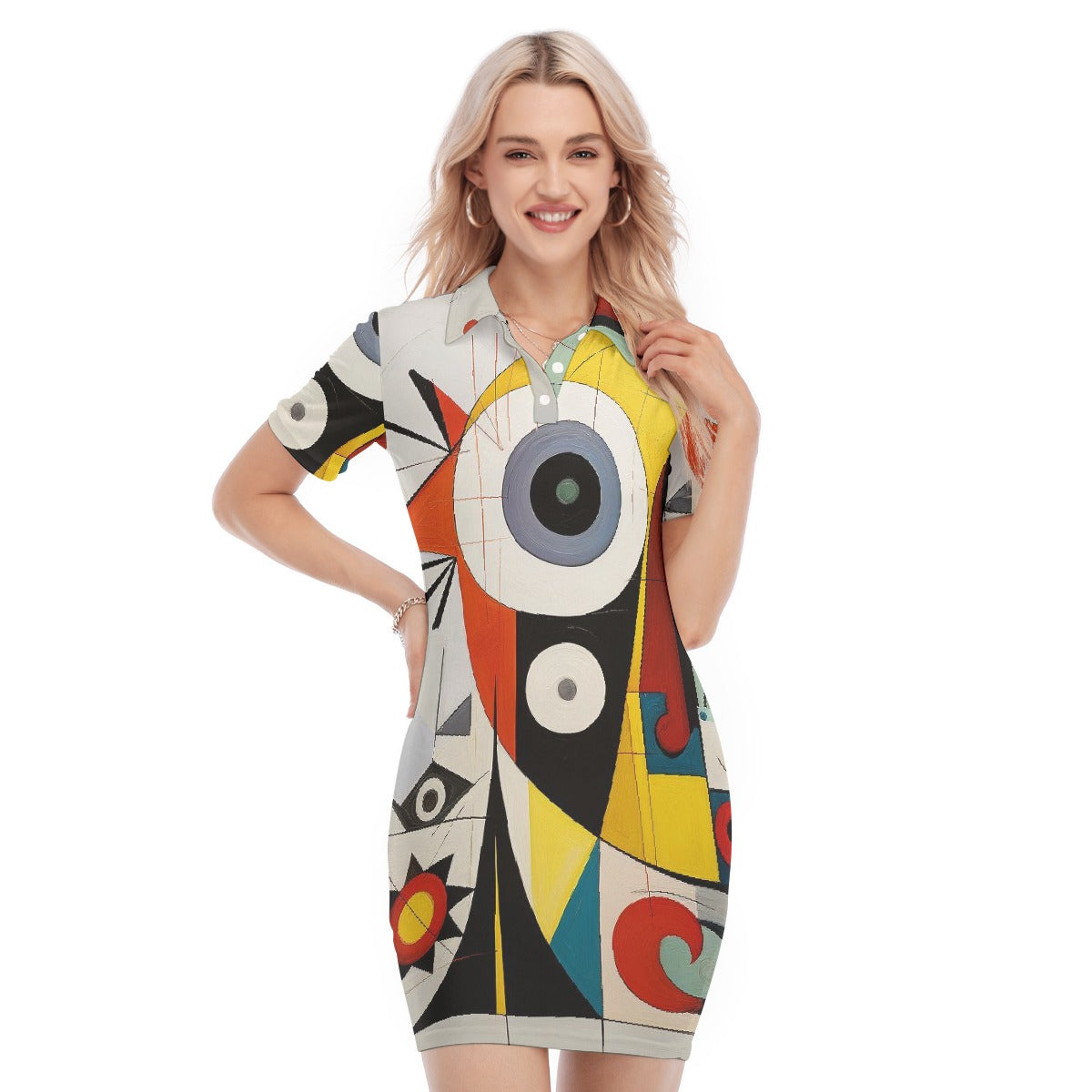 All-Over Print Women's Polo Collar Dress