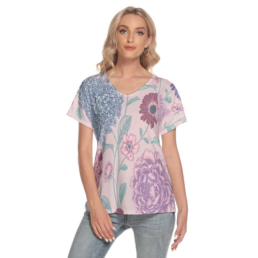 All-Over Print Women's Loose V-neck Short Sleeve T-shirt