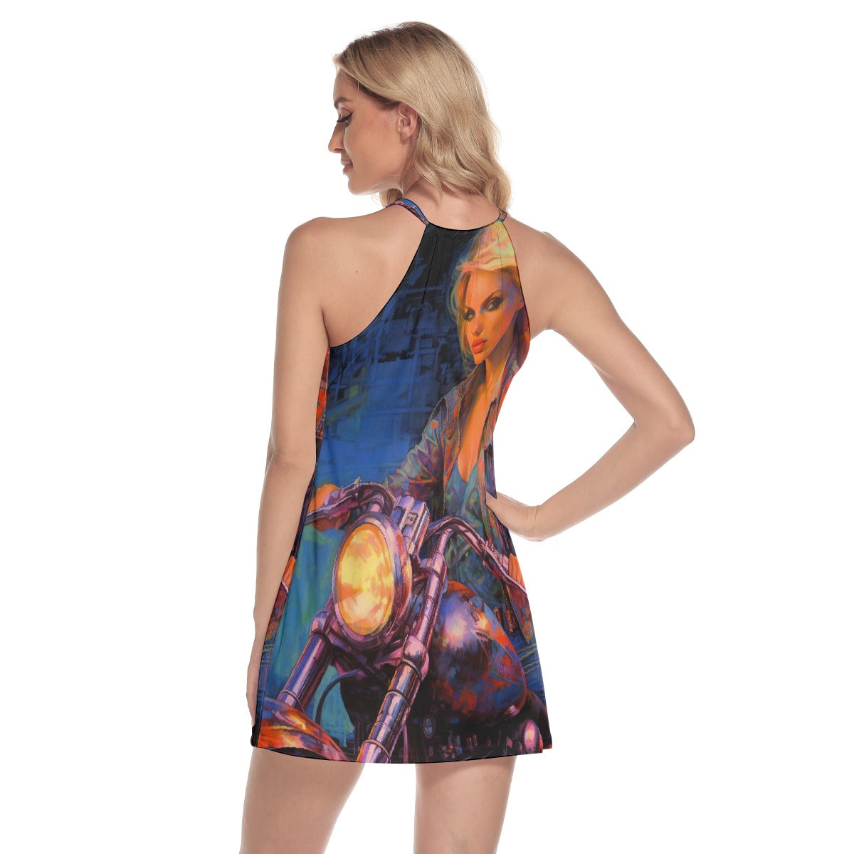 All-Over Print Women's Round Neck Above Knee Dress