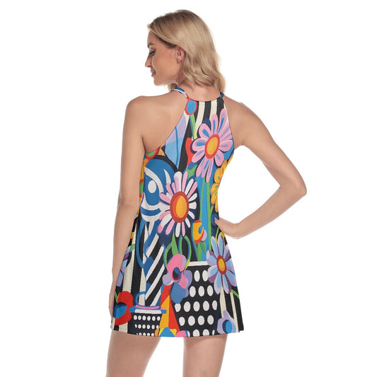 All-Over Print Women's Round Neck Above Knee Dress