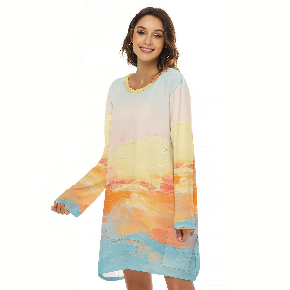 All-Over Print  Women's Loose Crew Neck Dress