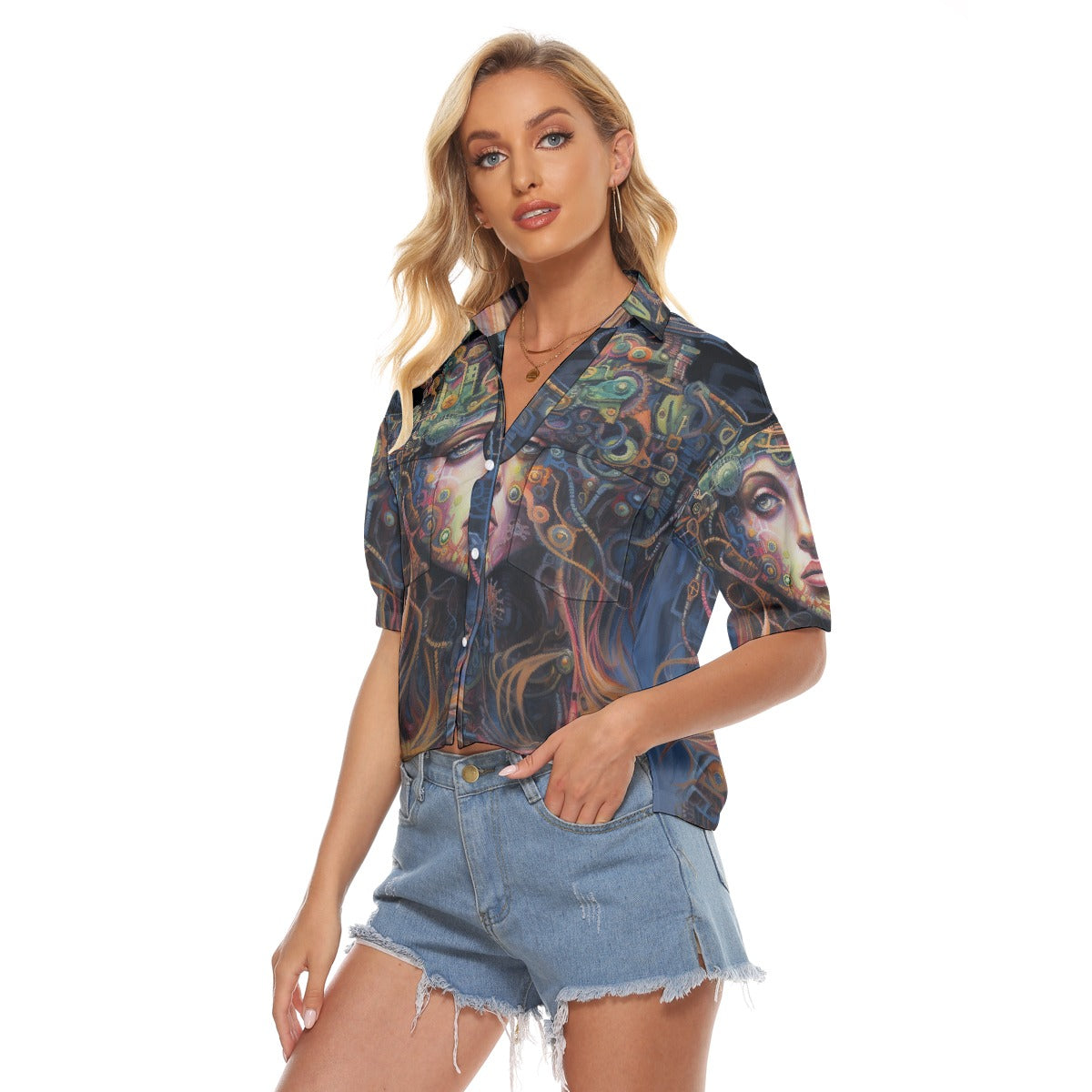 All-Over Print Women's V-neck Shirts