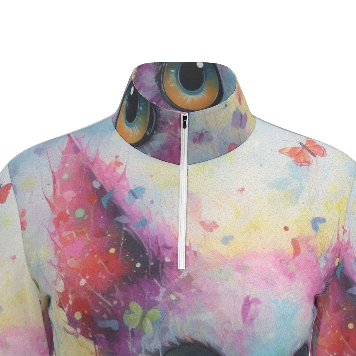 All-Over Print Women's Sports Collar Jersey With Long Sleeve