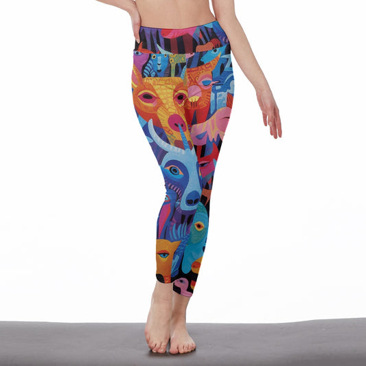 All-Over Print Women's High Waist Leggings | Side Stitch Closure