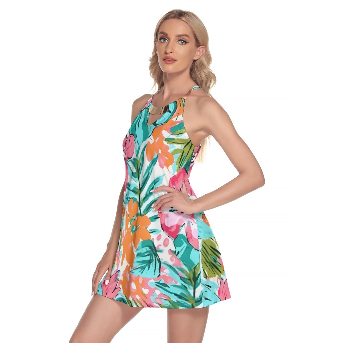 All-Over Print Women's Round Neck Above Knee Dress