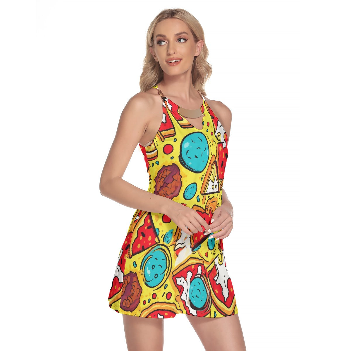 All-Over Print Women's Round Neck Above Knee Dress