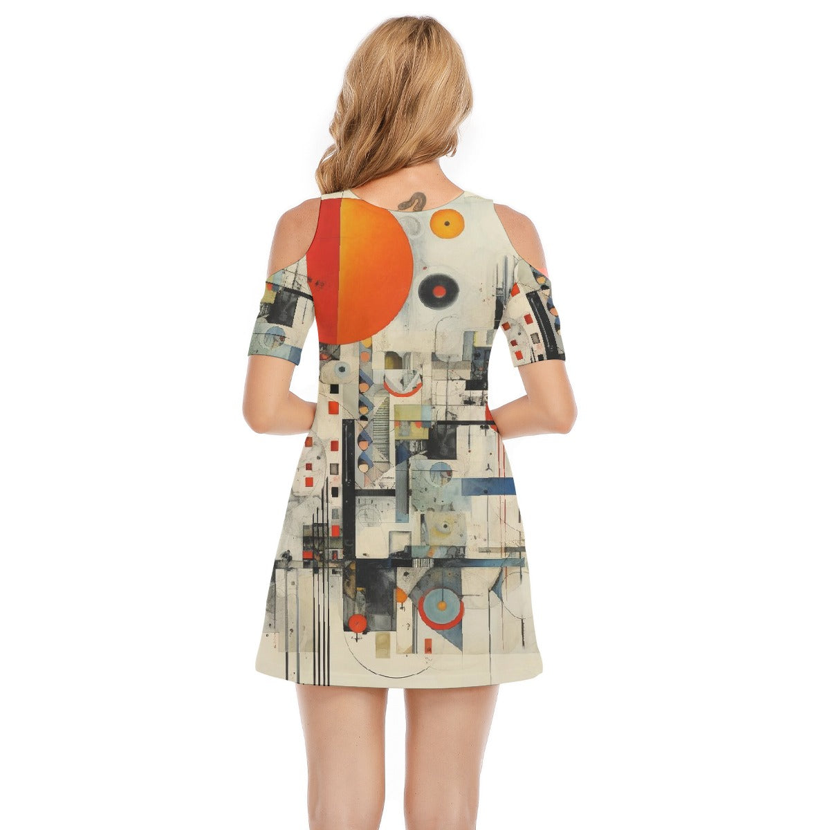 All-Over Print Women's Cold Shoulder Dress | 190GSM Cotton