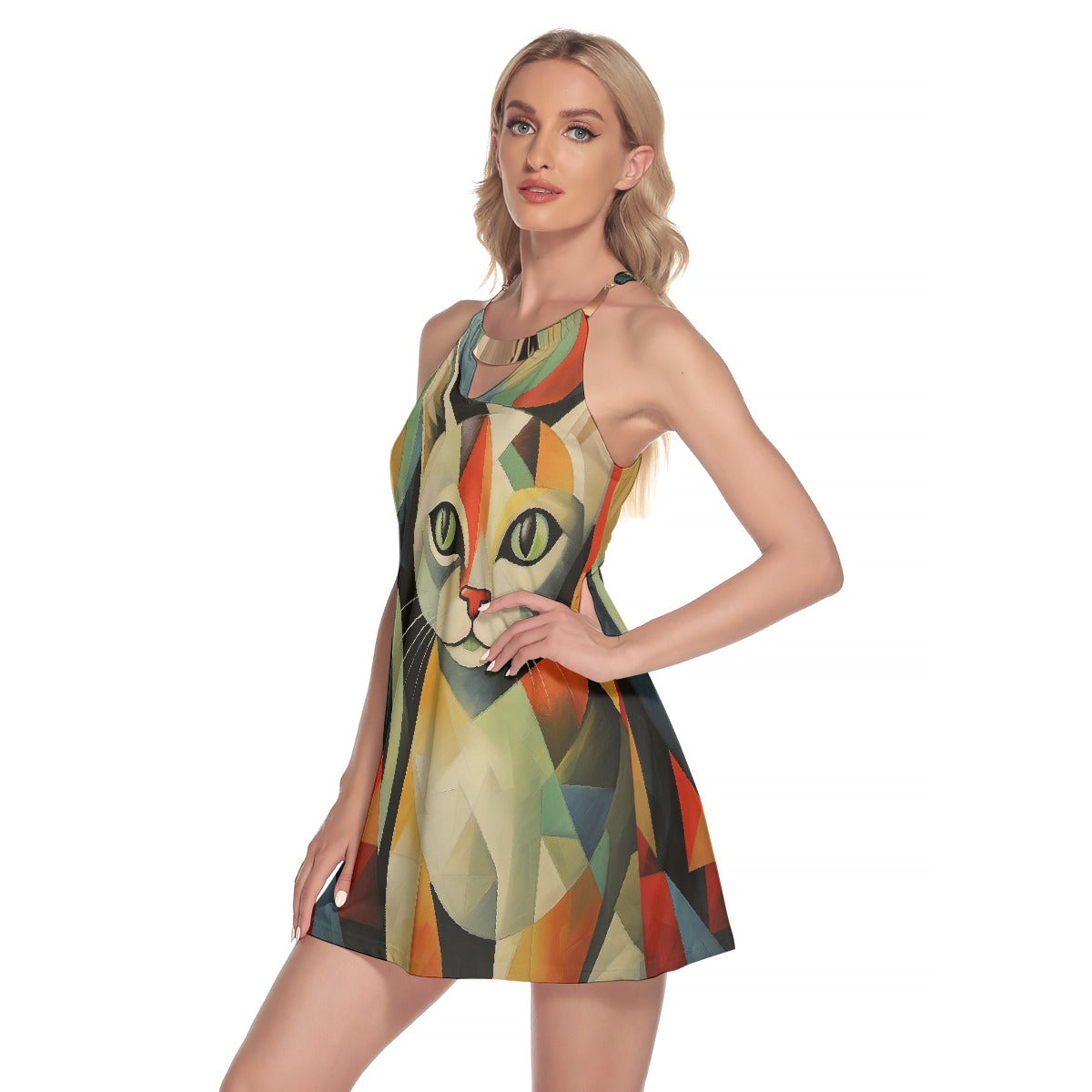 All-Over Print Women's Round Neck Above Knee Dress