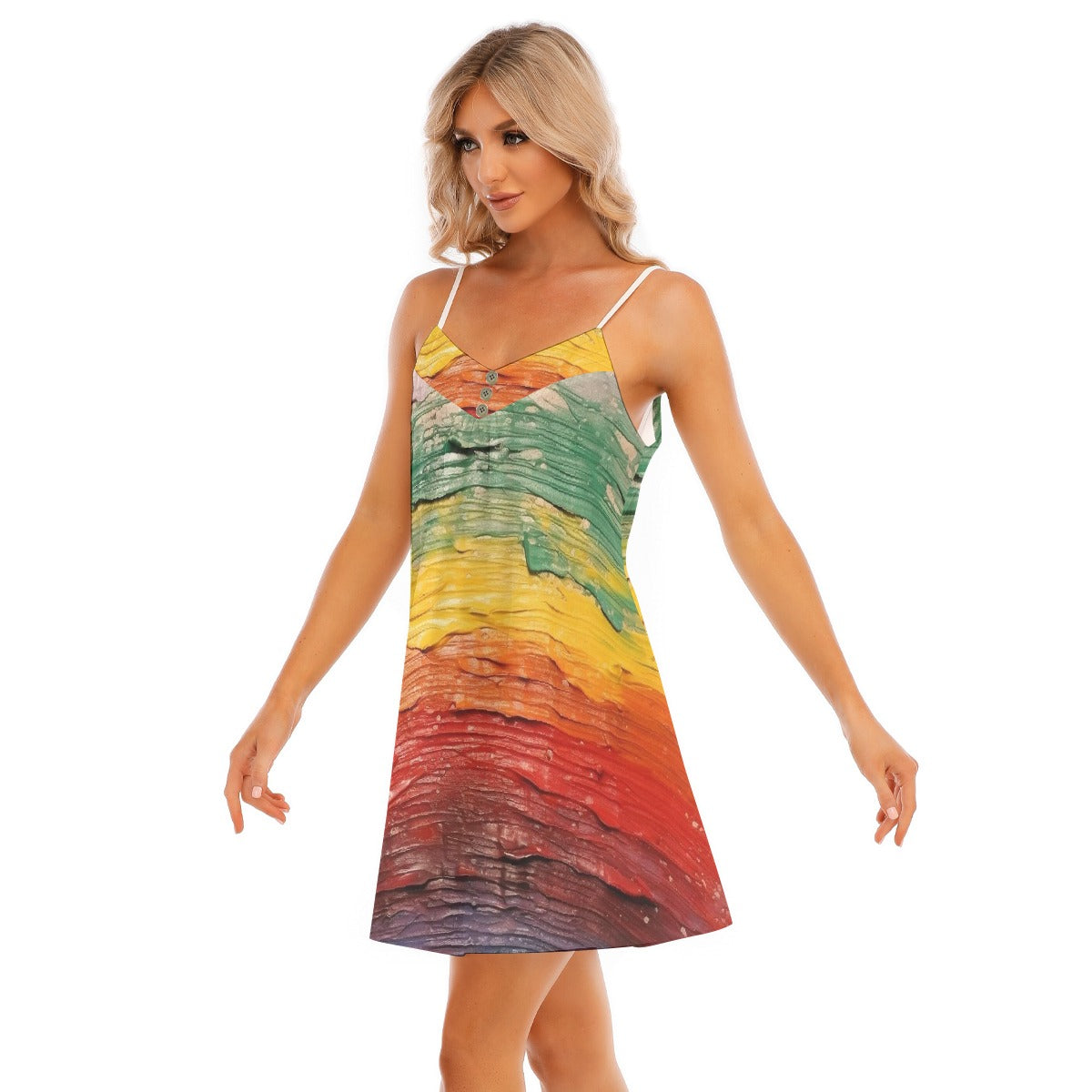 All-Over Print Women's V-neck Cami Dress