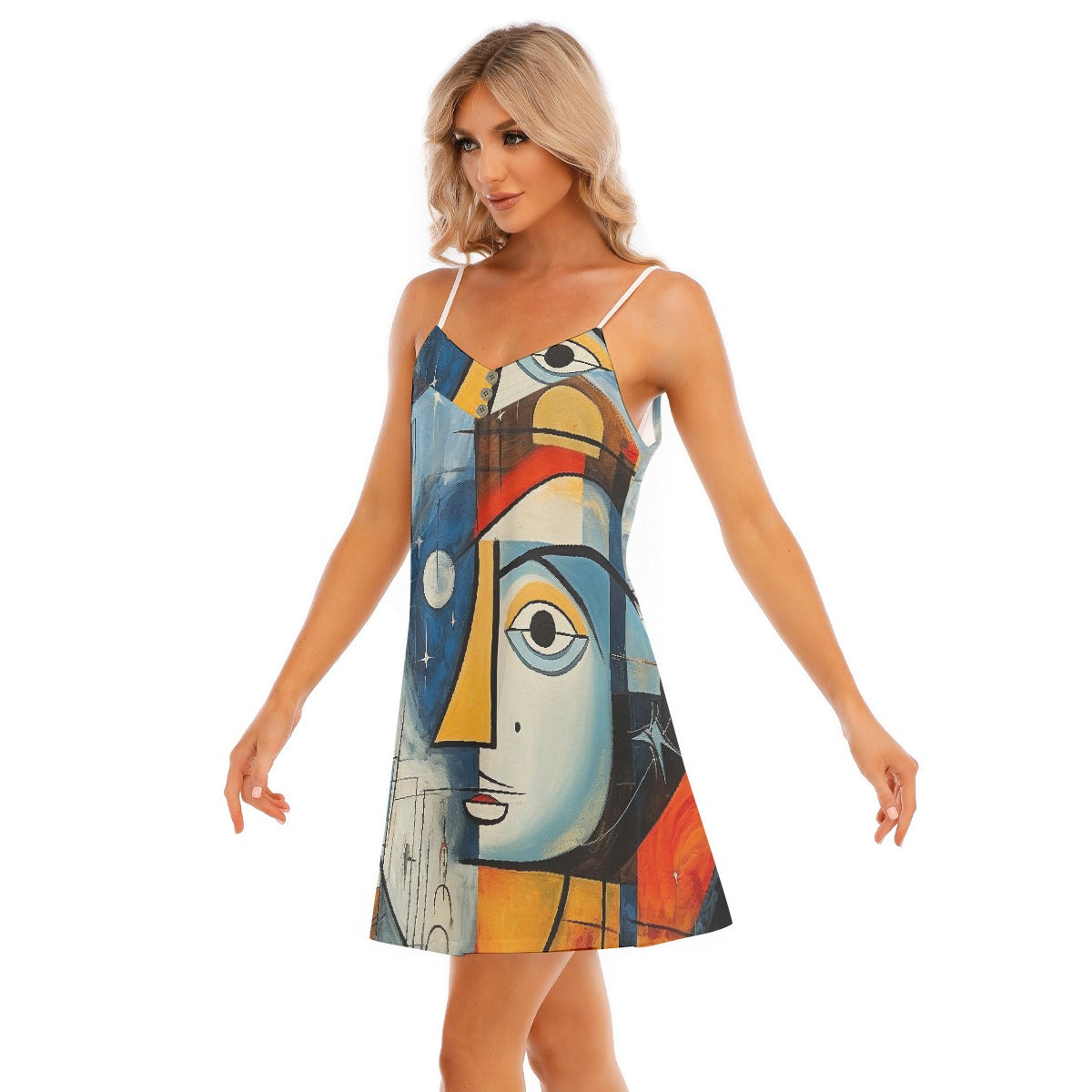 All-Over Print Women's V-neck Cami Dress