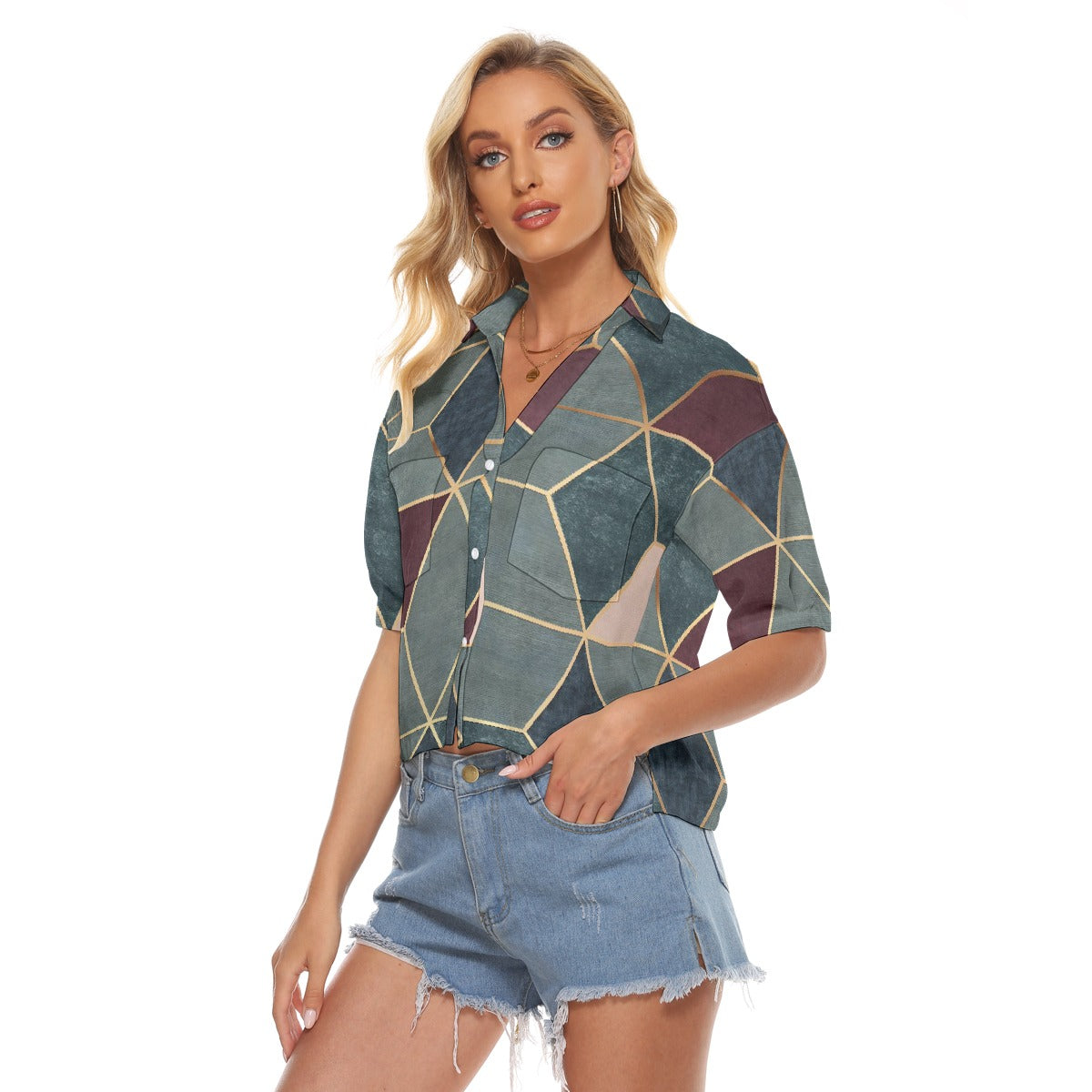 All-Over Print Women's V-neck Shirts