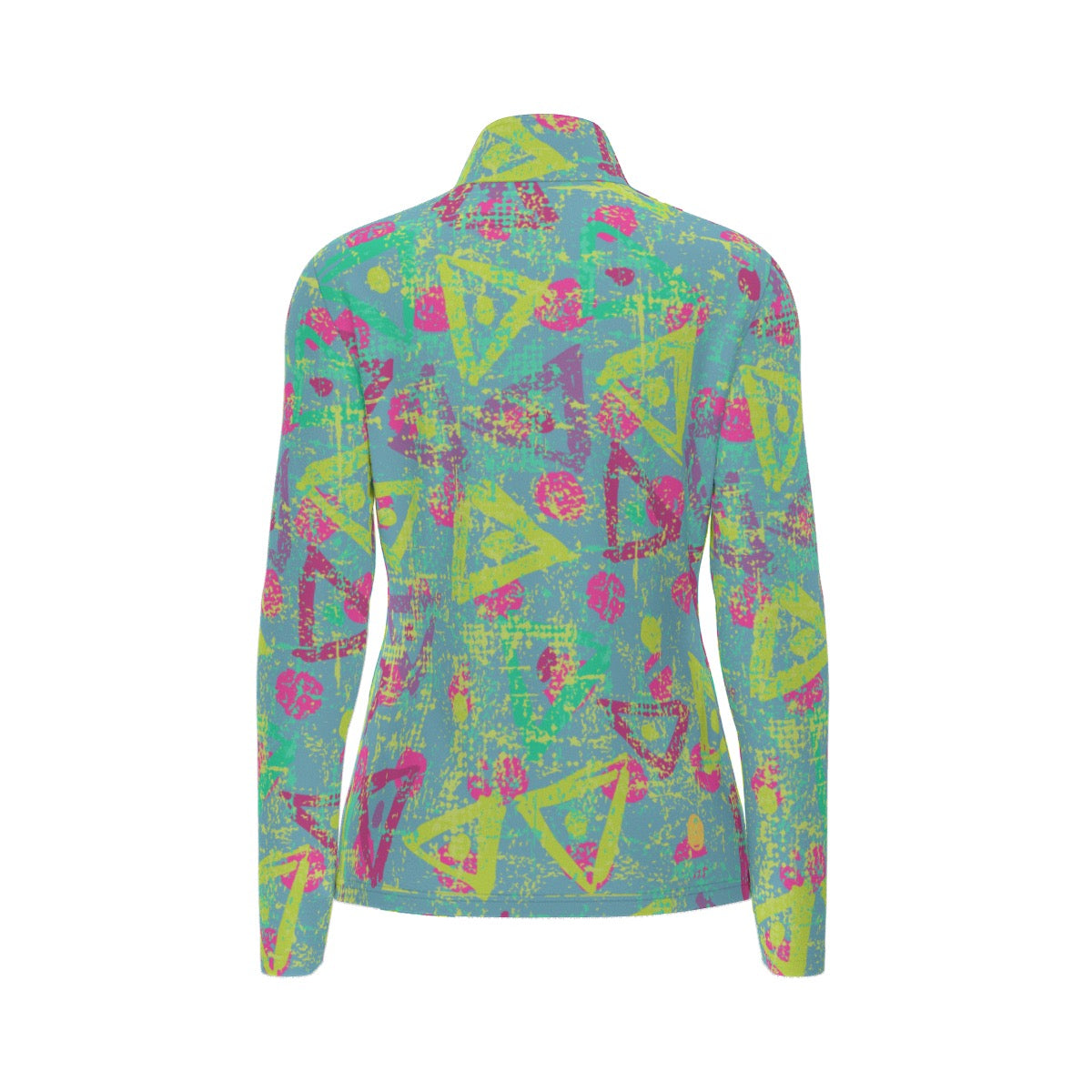 All-Over Print Women's Sports Collar Jersey With Long Sleeve