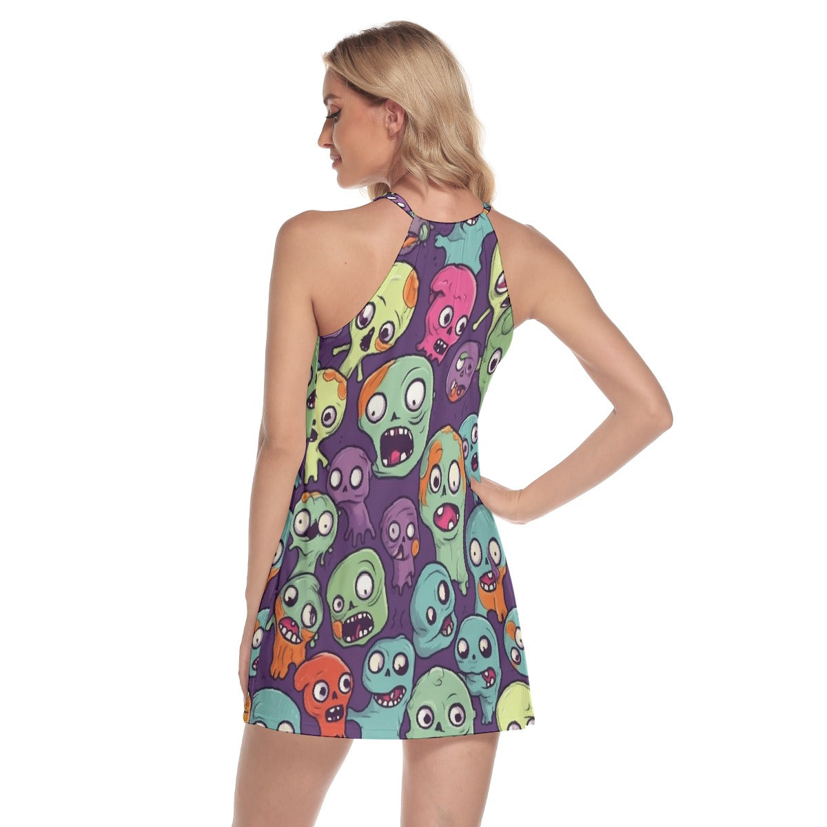 All-Over Print Women's Round Neck Above Knee Dress