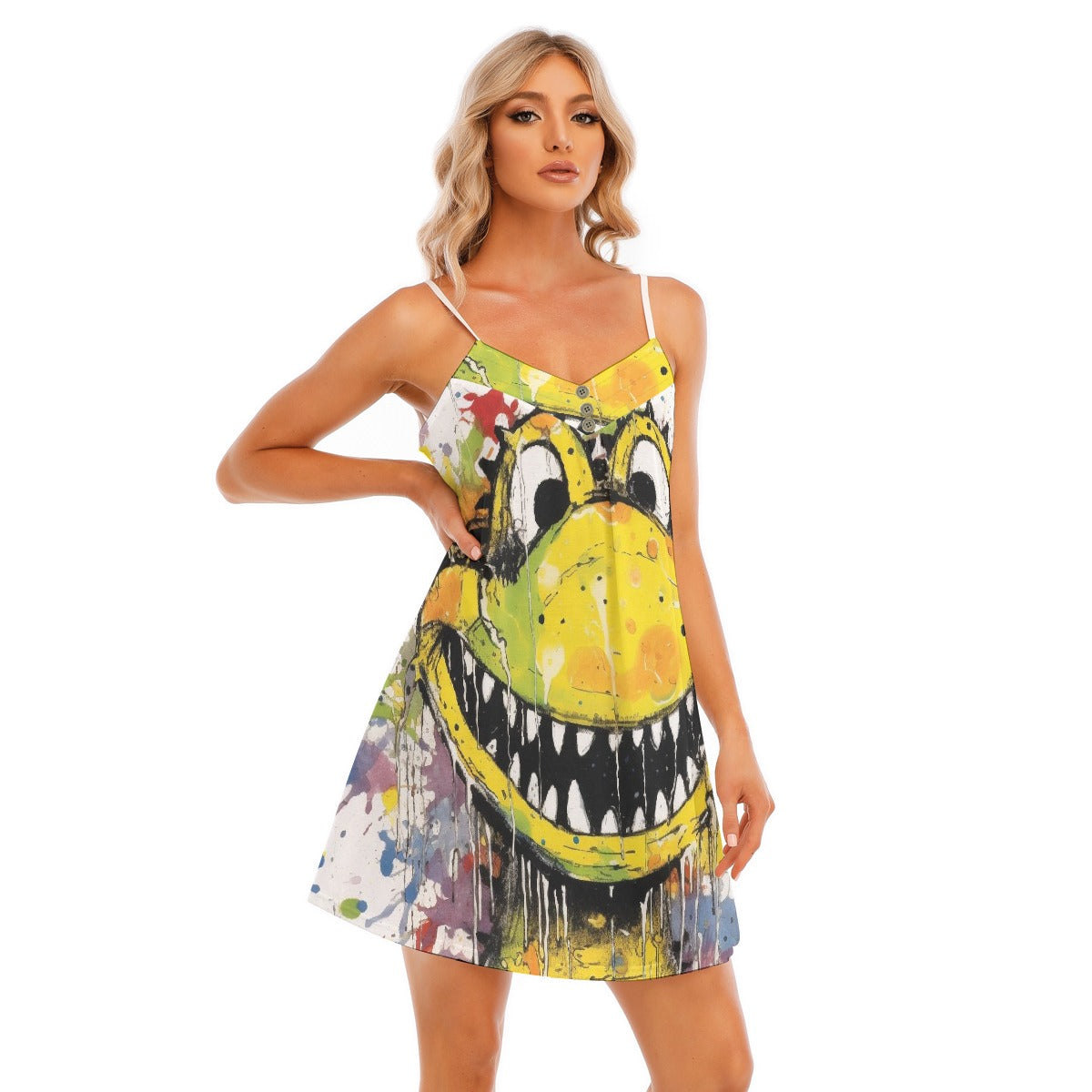 All-Over Print Women's V-neck Cami Dress