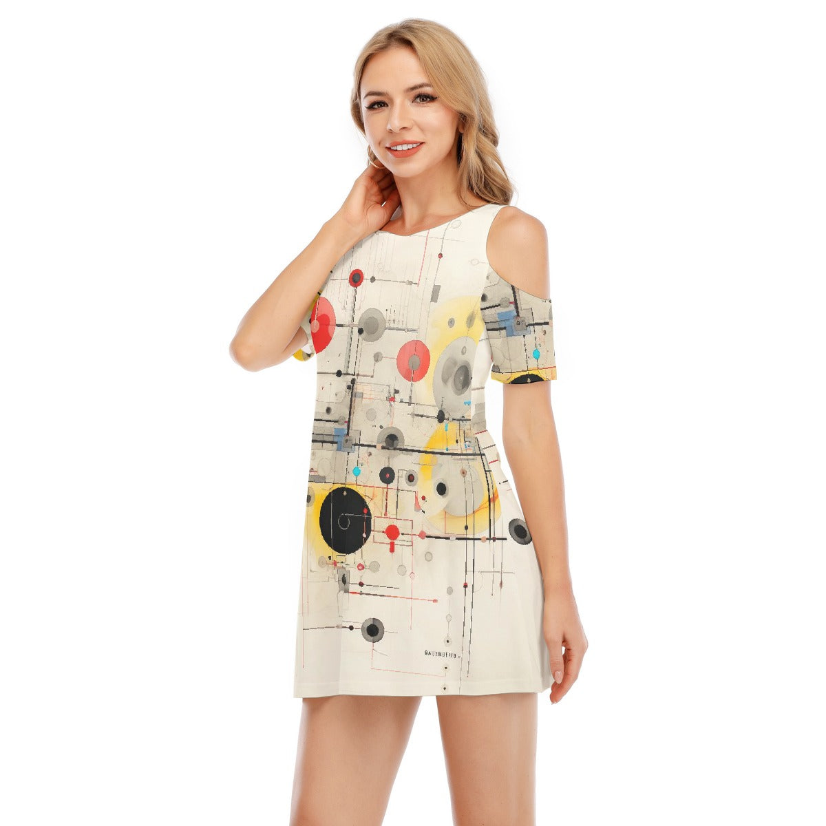 All-Over Print Women's Cold Shoulder Dress | 190GSM Cotton