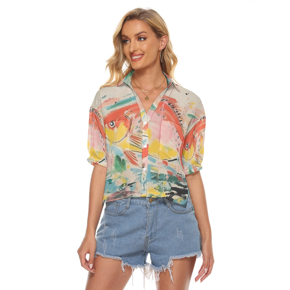 All-Over Print Women's V-neck Shirts