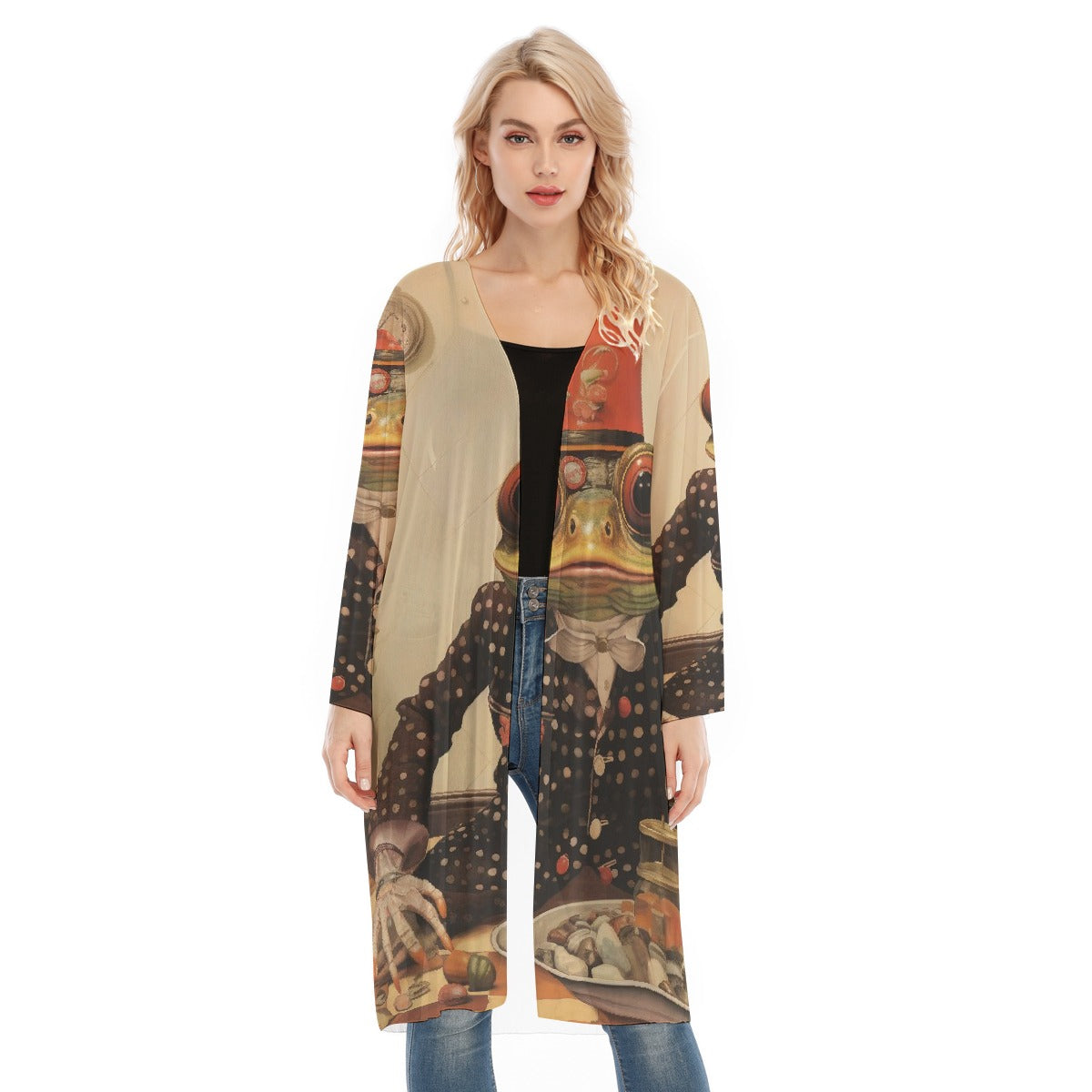 All- Over Print Women's Long Sleeve Mesh Cardigan