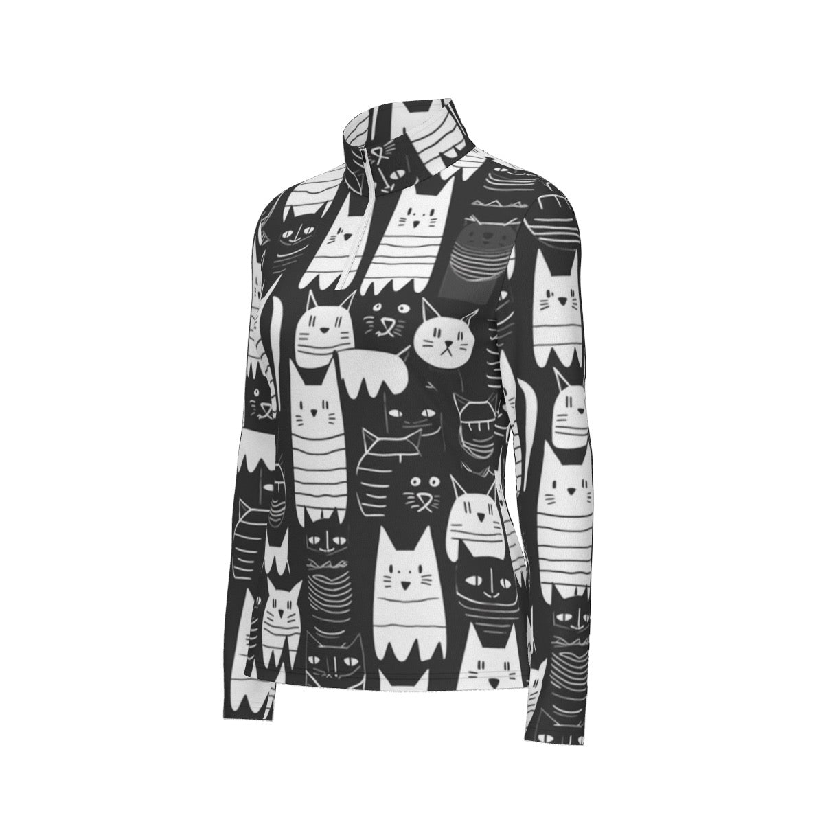 All-Over Print Women's Sports Collar Jersey With Long Sleeve