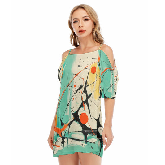 All-Over Print Women's Off-shoulder Cami Dress