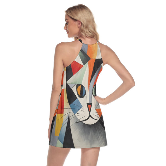 All-Over Print Women's Round Neck Above Knee Dress