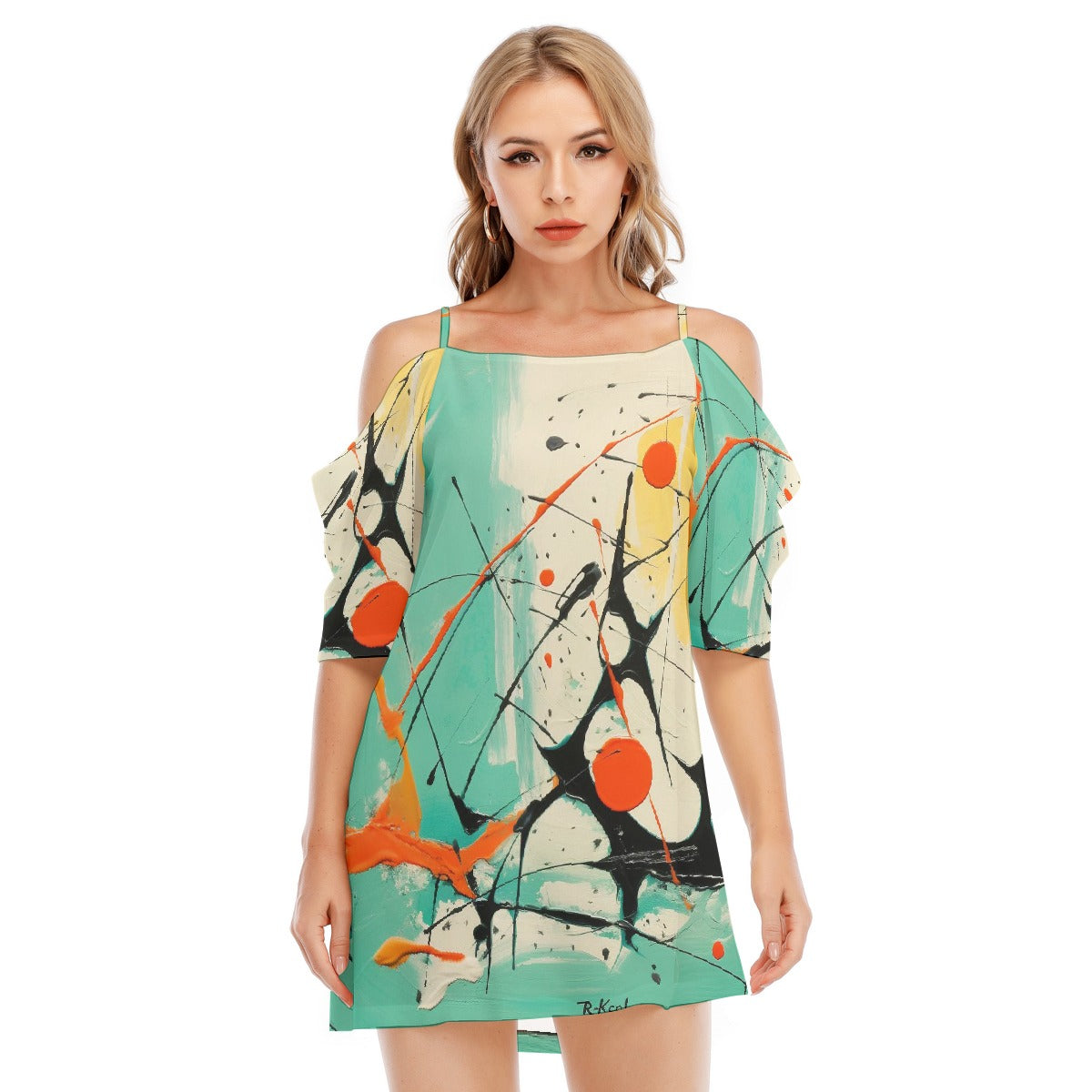 All-Over Print Women's Off-shoulder Cami Dress