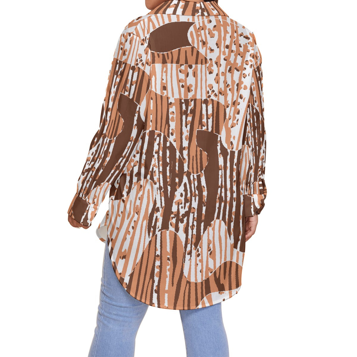 All-Over Print Women's Shirt With Long Sleeve(Plus Size)