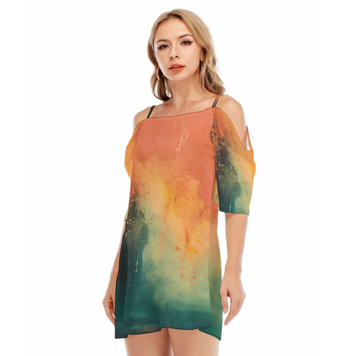 All-Over Print Women's Off-shoulder Cami Dress