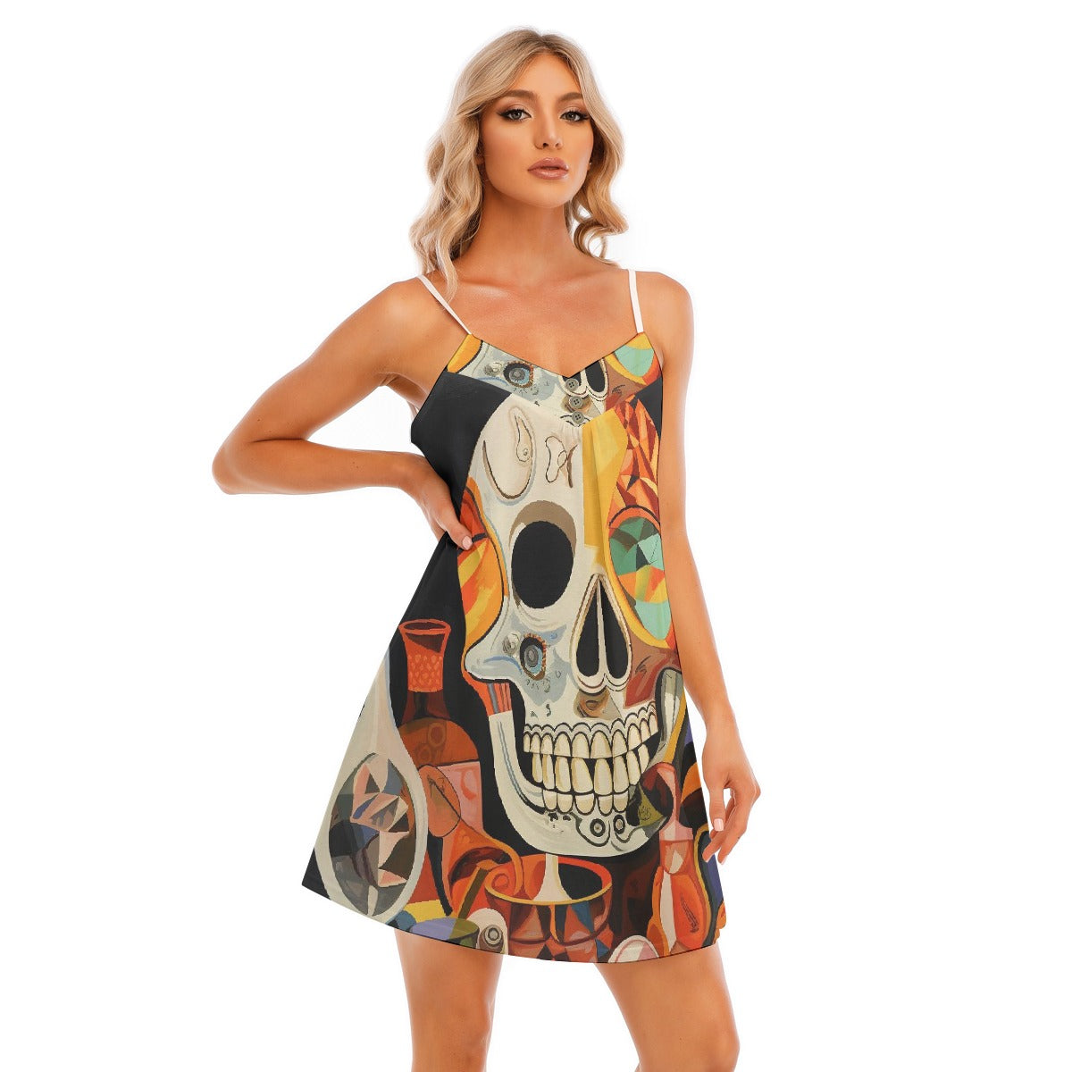 All-Over Print Women's V-neck Cami Dress