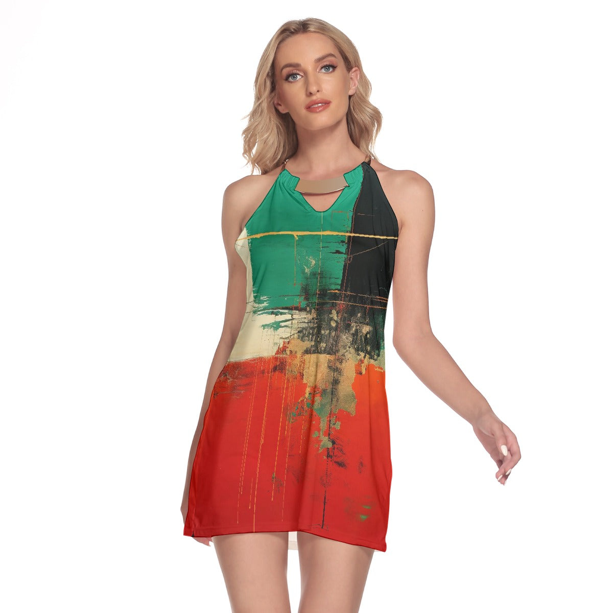 All-Over Print Women's Round Neck Above Knee Dress