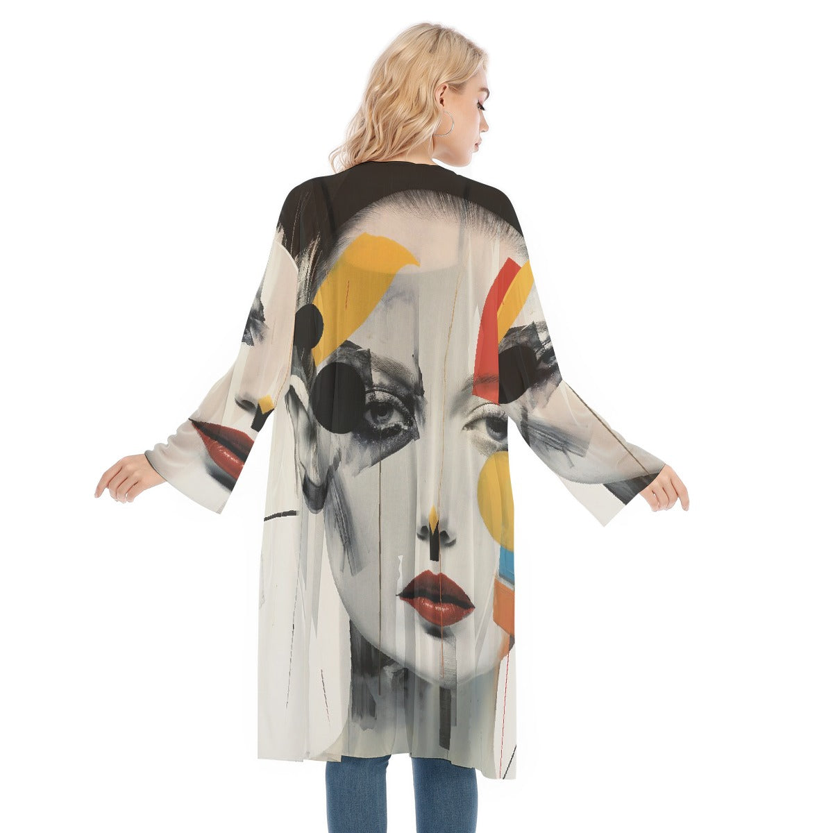 All- Over Print Women's Long Sleeve Mesh Cardigan