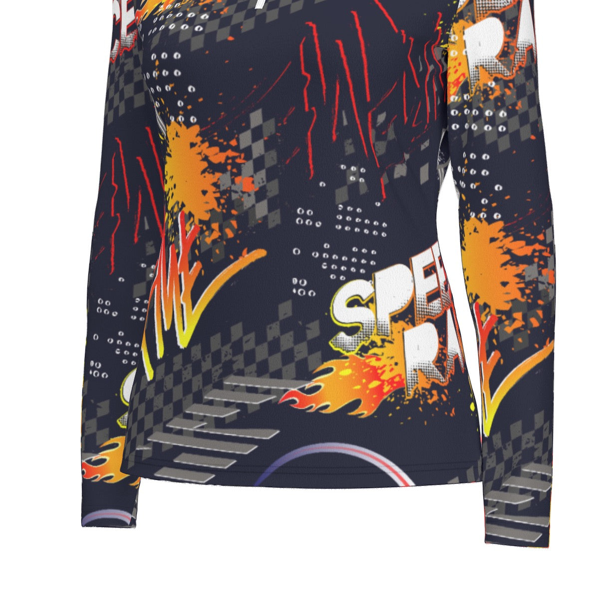 All-Over Print Women's Sports Collar Jersey With Long Sleeve