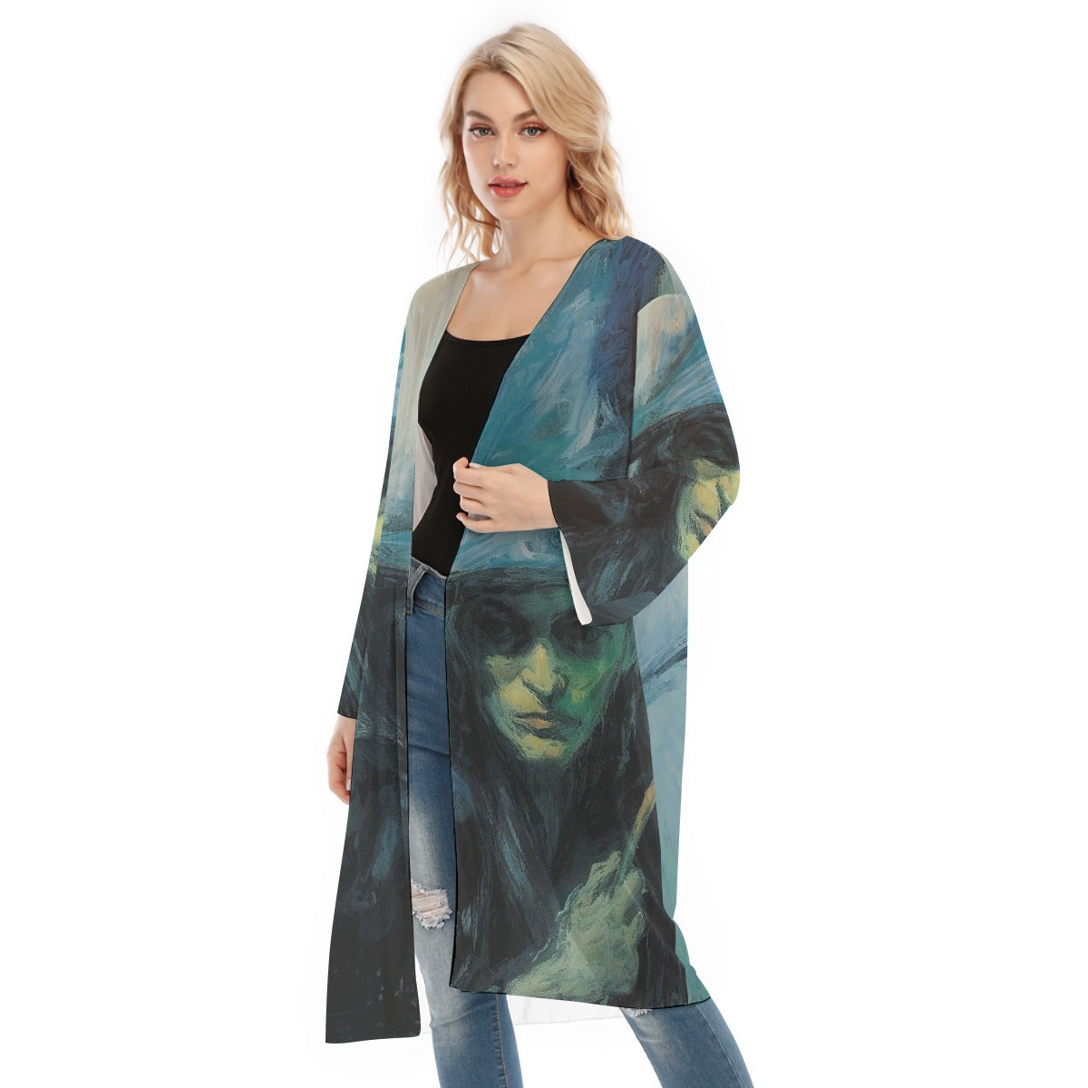 All- Over Print Women's Long Sleeve Mesh Cardigan