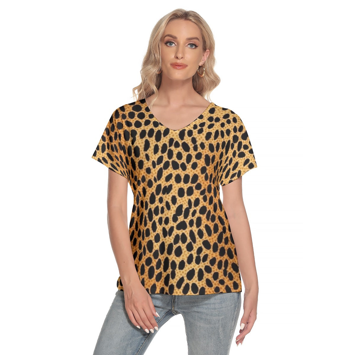 All-Over Print Women's Loose V-neck Short Sleeve T-shirt