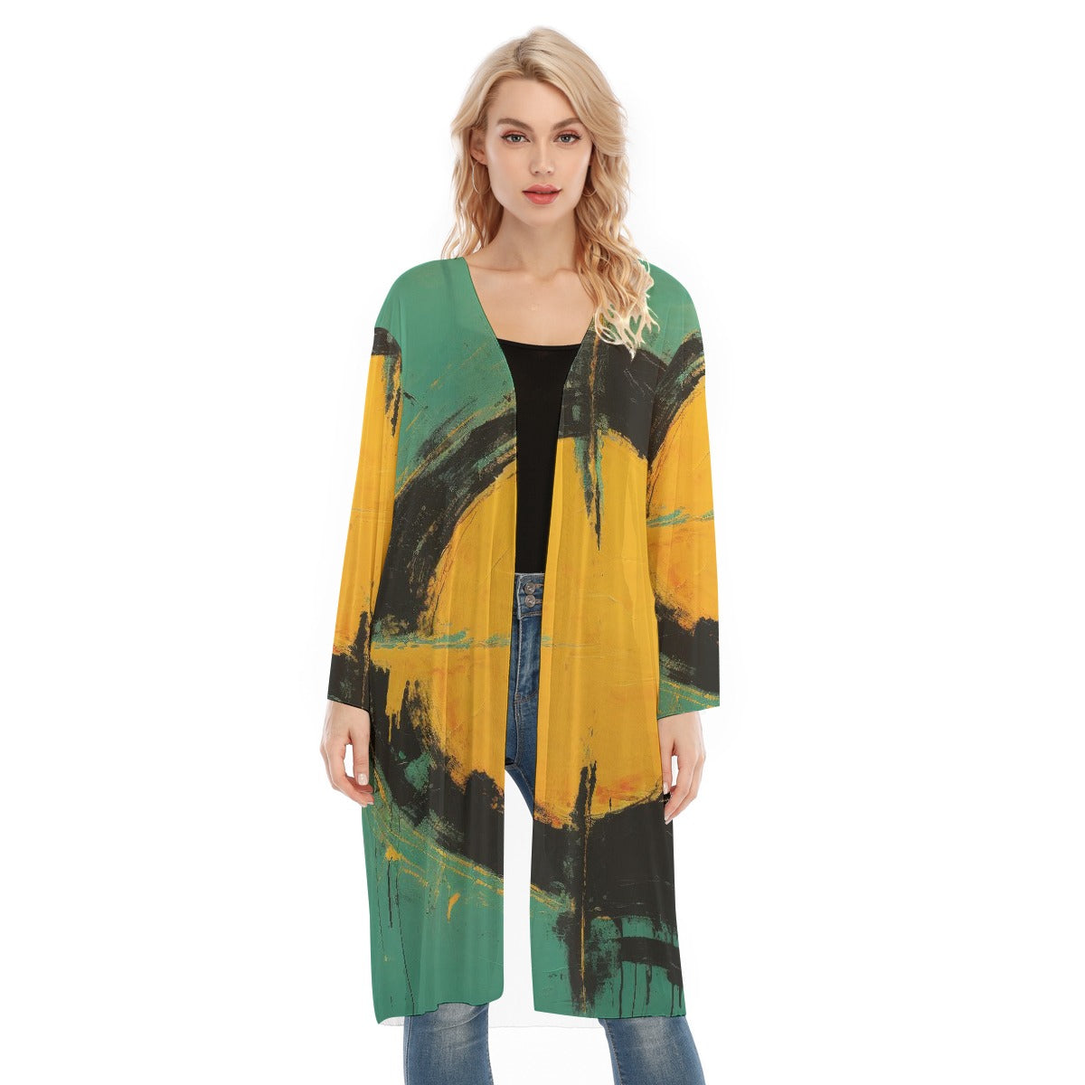 All- Over Print Women's Long Sleeve Mesh Cardigan