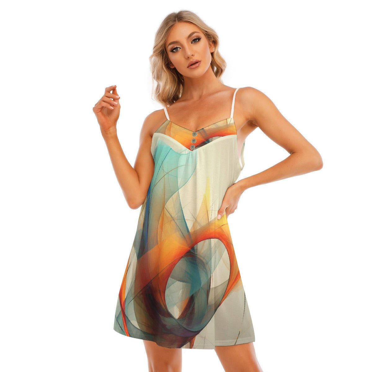 All-Over Print Women's V-neck Cami Dress