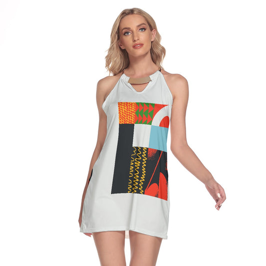 All-Over Print Women's Round Neck Above Knee Dress