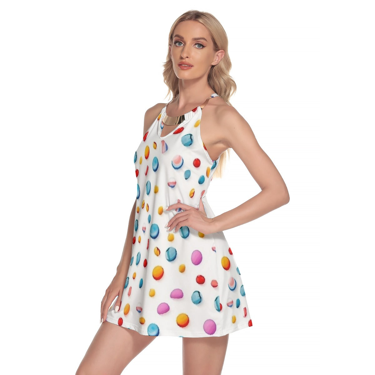 All-Over Print Women's Round Neck Above Knee Dress