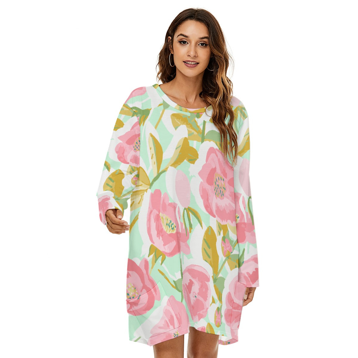 All-Over Print  Women's Loose Crew Neck Dress