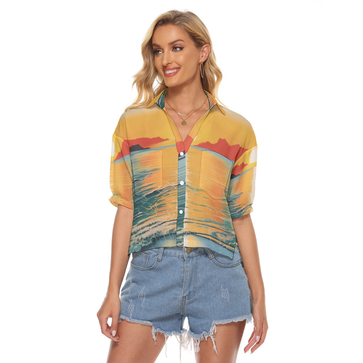 All-Over Print Women's V-neck Shirts