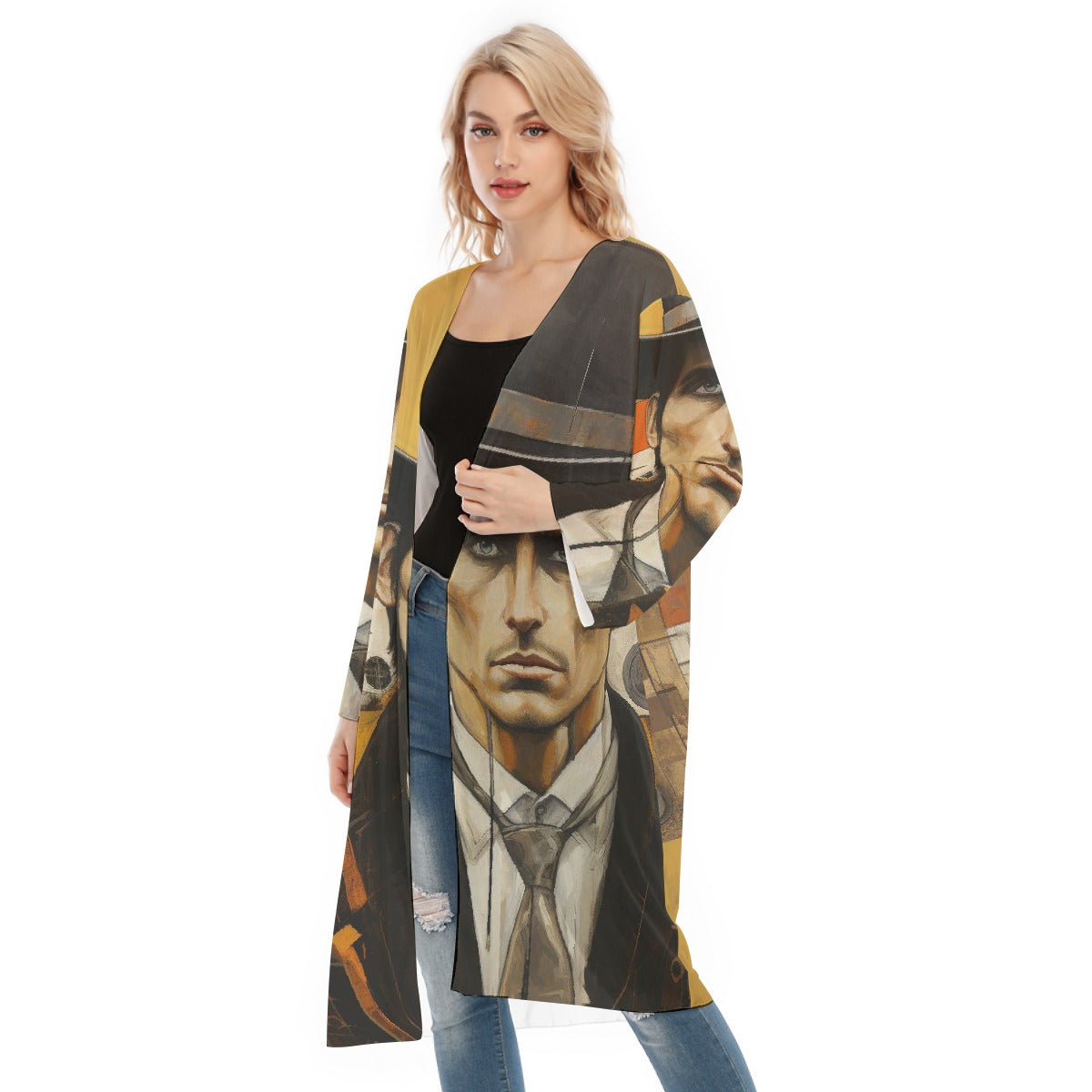 All- Over Print Women's Long Sleeve Mesh Cardigan