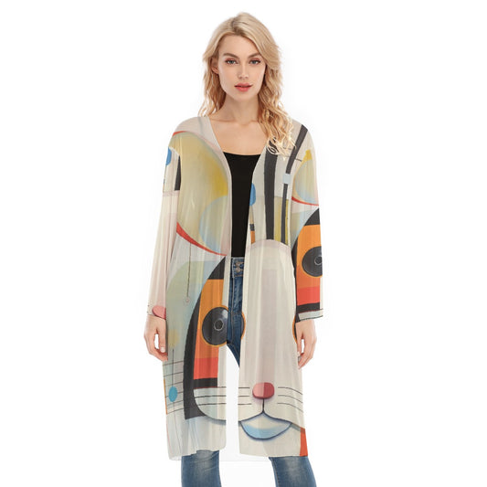 All- Over Print Women's Long Sleeve Mesh Cardigan