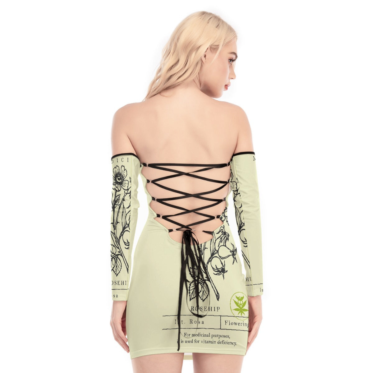 All-Over Print Women's Off-shoulder Back Lace-up Dress