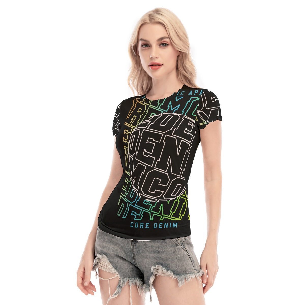 All-Over Print Women's Short Sleeve Mesh Blouse