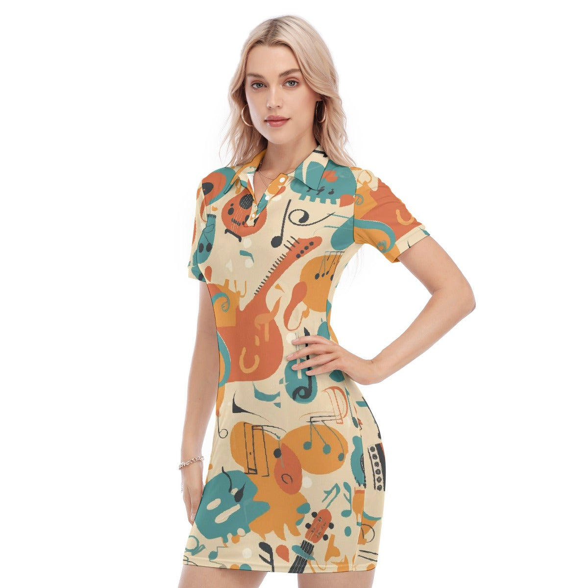 All-Over Print Women's Polo Collar Dress