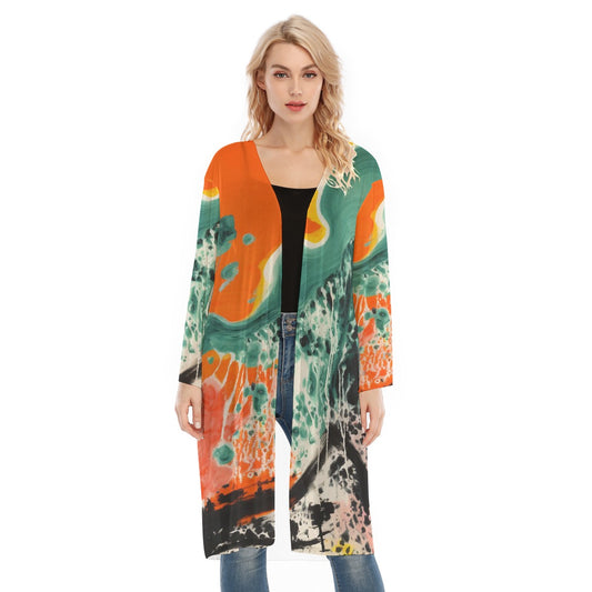 All- Over Print Women's Long Sleeve Mesh Cardigan