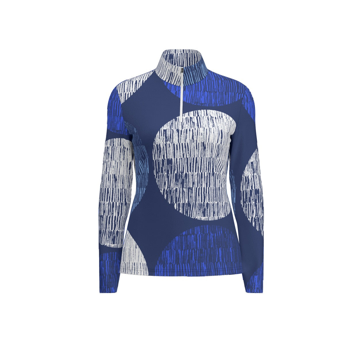 All-Over Print Women's Sports Collar Jersey With Long Sleeve